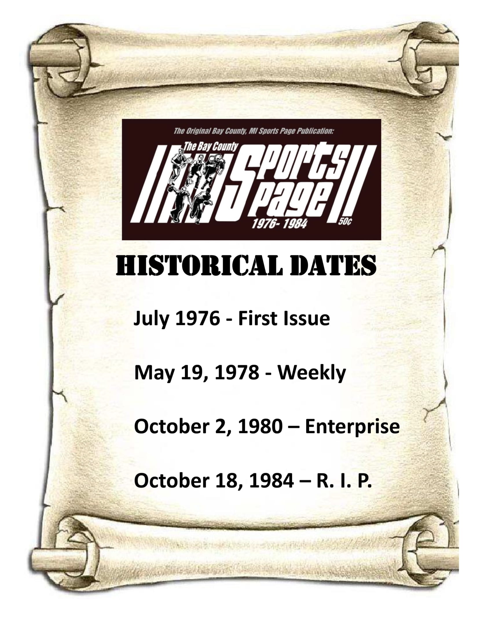 Historical timeline of the Bay County Sports Page
